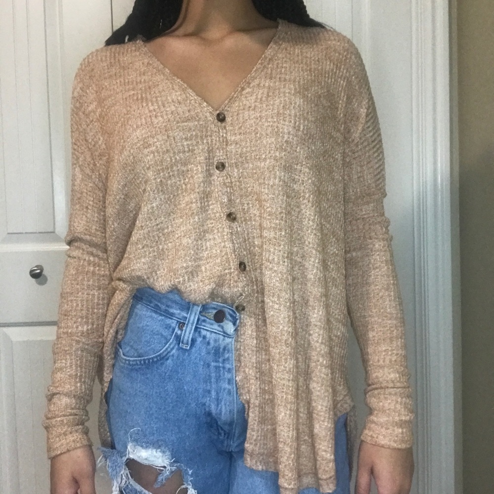 Oversized Burnt Orange-tan Button Up